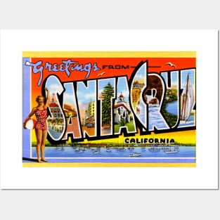 Greetings from Santa Cruz, California - Vintage Large Letter Postcard Posters and Art